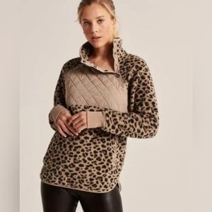 Abercrombie & Fitch Leopard Print Snap-Up Fleece